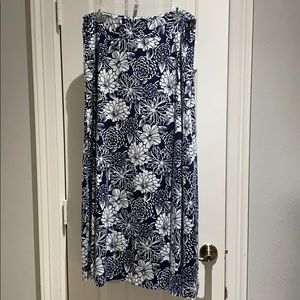 Talbots navy and white floral maxi skirt.